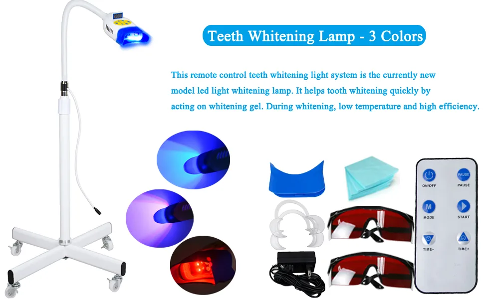 Teeth Whitening Lamp  Teeth Whitening Light 36W 10 LED Cold Light 3 Colors LED Whitening Lamp Bleaching Accelerator Light LED Teeth Whitening Machine with Remote Control Function (Floor Standing Type) - Teeth whitening lamp