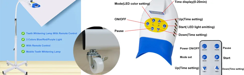 Teeth Whitening Lamp  Teeth Whitening Light 36W 10 LED Cold Light 3 Colors LED Whitening Lamp Bleaching Accelerator Light LED Teeth Whitening Machine with Remote Control Function (Floor Standing Type) - Teeth Whitening Lamp