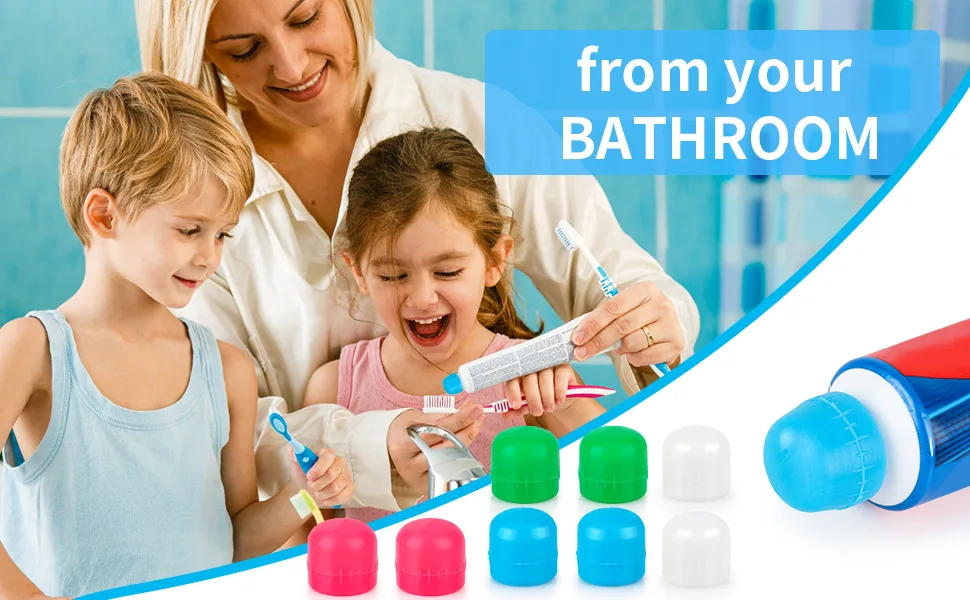 8 Pcs Toothpaste Caps Self Closing Toothpaste Squeezer Dispenser for Kids Silicone Toothpaste Covers Toothpaste Saver Cap Mess Free Toothpaste Topper 2 White  2 Blue  2 Pink  2 Green - Toothpaste Caps