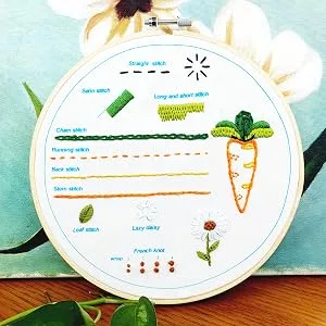 ONESHAW Embroidery Kit 141 Pcs 100 Colors Threads 6 Pcs Embroidery Hoops 2 Pcs Aida Cloth 9 Sewing Pins Cross Stitch Tools and Embroidery Starter Kit for Adults and Kids Beginners 141pcs embroidery kits - basical stitch