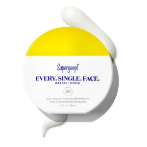 Supergoop! Every. Single. Face. Watery Lotion - 1.7 fl oz - Broad Spectrum SPF 50 PA++++ Sunscreen Lotion - Water & Sweat Resistant - All Skin Types - Every. Single. Face