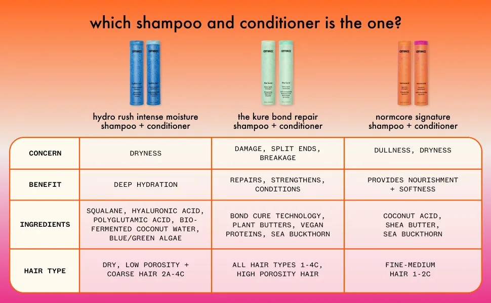 normcore signature shampoo  500ml | amika - Comparison chart - which shampoo and conditioner is the one?