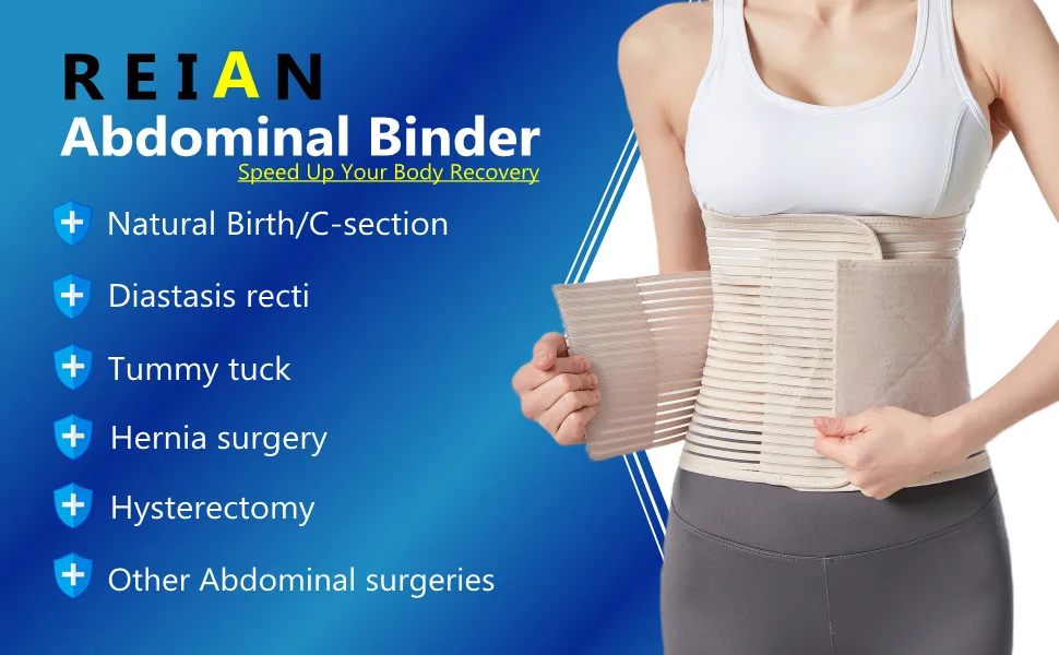 Abdominal Binder Postpartum Belly Band for Post Abdomen Surgery C-section Recovery Compression Wrap Back Support Belt (Medium  Beige) Medium Beige - product information 1