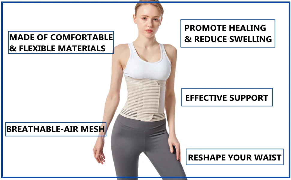 Abdominal Binder Postpartum Belly Band for Post Abdomen Surgery C-section Recovery Compression Wrap Back Support Belt (Medium  Beige) Medium Beige - product information 4