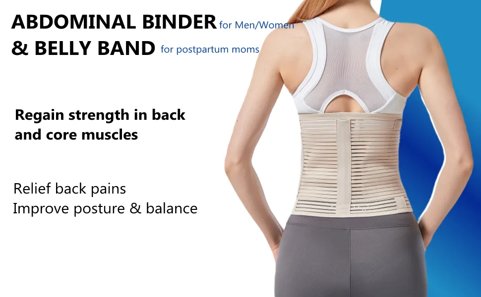Abdominal Binder Postpartum Belly Band for Post Abdomen Surgery C-section Recovery Compression Wrap Back Support Belt (X-Large  Beige) X-Large Beige - product information 2