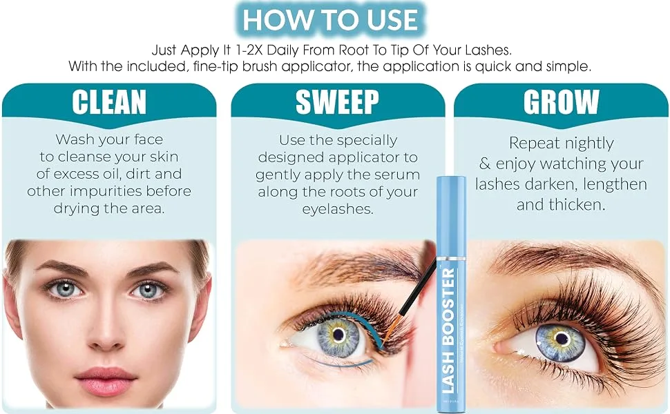 Lash Booster | Advanced Eyelash Growth Serum And Eyebrow Enhancer | Grow Longer Beautiful Eyelashes And Bold Eyebrows | Naturally Promotes Fuller  Thicker  Longer  Lashes & Brows - faster cosmetics thicker appearance vitamin e lancer booster extender makeup mascara essential oils