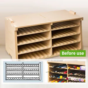 Bucasso Wooden Model Kit Tool Organizer Rack  Model Making Tool Storage Box with MDF Material  Wooden Paint Rack  Screwdriver/Brush/Tool Holder  Suitable for Tamiya Paints and Model Tools  GK1 - Model Tool Storage Rack
