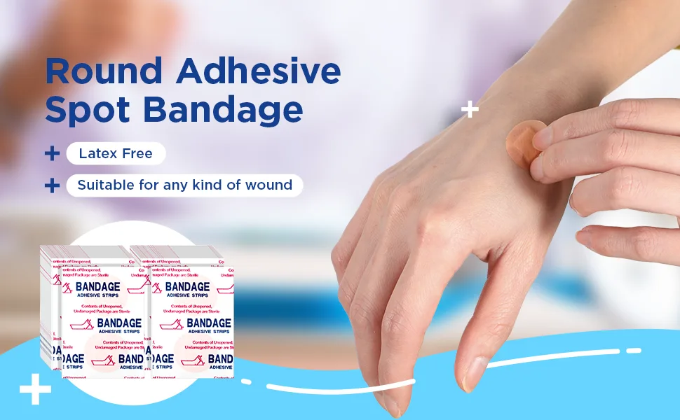 Adhesive Spot Bandage Flex Fabric Adhesive Bandages 0.87 Inch Diameter Round Bandage with Non Stick Pad (400) - product information 1