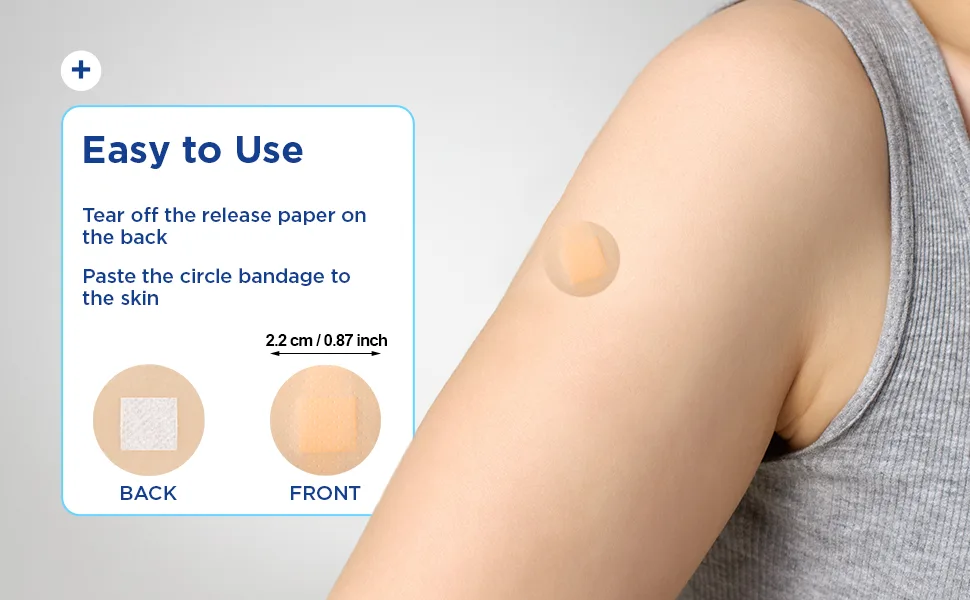 Adhesive Spot Bandage Flex Fabric Adhesive Bandages 0.87 Inch Diameter Round Bandage with Non Stick Pad (400) - product information 5