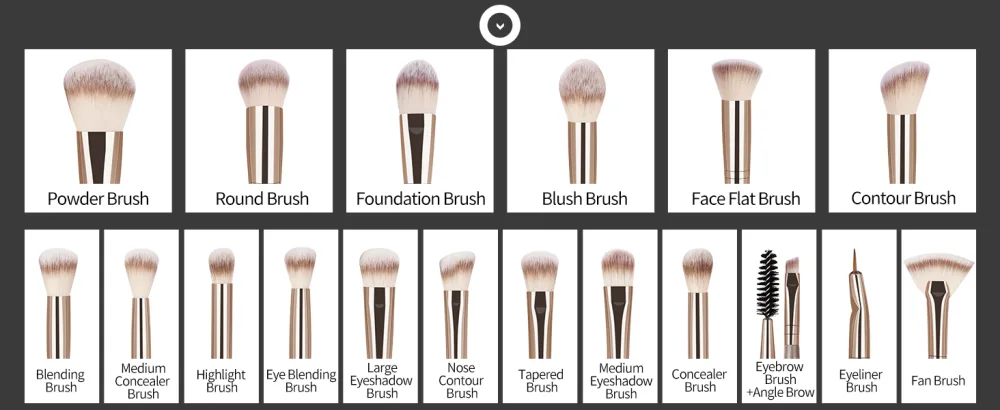 Make up Brushes  MAANGE 18 Pcs Premium Synthetic Makeup Brush Set Soft Foundation Powder Eyeliner Eye Shadow Makeup Brushes Set Professional (Champagne) - make up brush eye makeup brushes make up brush set make up brushes set