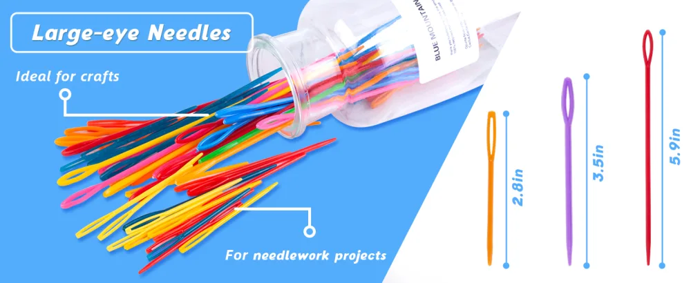 LOVEINUSA Plastic Sewing Needles Bulk  120PCS Large Eye Yarn Neddles Kids Colorful Weaving Neddles for DIY Stitchery Sewing Tapestry Multicolor-2 - Plastic Sewing Needles Bulk