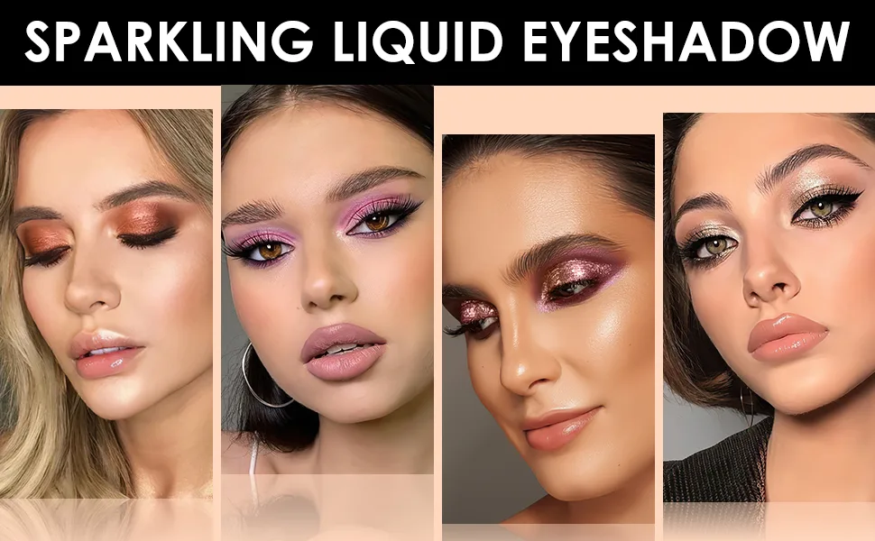 FOCALLURE Liquid Glitter Eyeshadow Long Lasting Glitter Eyeliner Waterproof Metallic Shimmer Eye Shadow Quick-Drying Formula Multi-Dimensional Eye Looks SAND - eye shadow stick makeup glitter makeup korean eyeshadow glitter eyeshadow palette purple eyeshadow