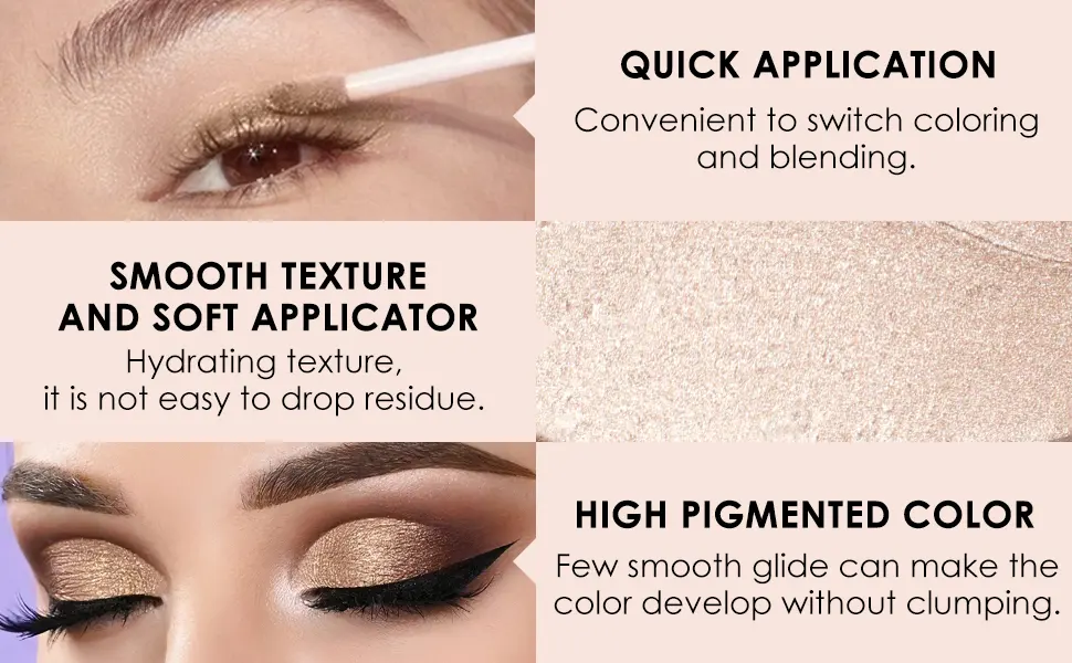 FOCALLURE Liquid Glitter Eyeshadow Long Lasting Glitter Eyeliner Waterproof Metallic Shimmer Eye Shadow Quick-Drying Formula Multi-Dimensional Eye Looks SAND - product information 22