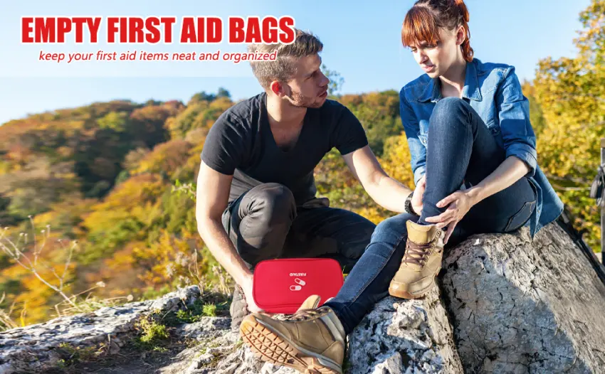 FYY Empty First Aid Bag  Red First Aid Bag Empty Portable Medical Organizer Bag for Traveling Camping Hiking Home Office-Red - Empty First Aid Bag