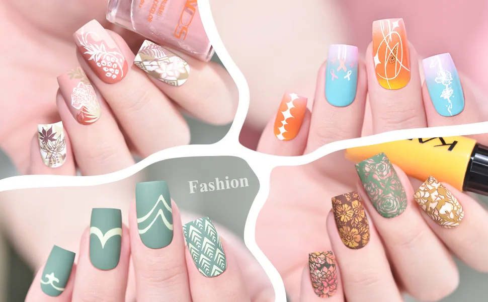 KADS Nail Stamping Plate Nail Stamp Template Stamper Scraper Set French Nails Summer Flower Flamingo Rose - NAIL STAMPING PLATE