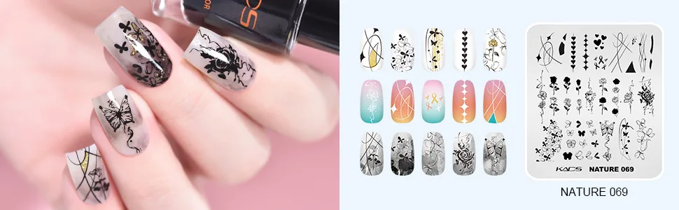 KADS Nail Stamping Plate Nail Stamp Template Stamper Scraper Set French Nails Summer Flower Flamingo Rose - nail stamping templates