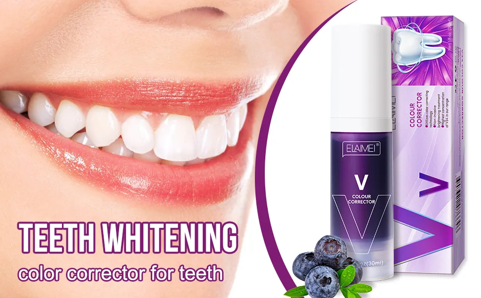 2PCS Whitening Toothpaste Purple Toothpaste for Teeth Whitening Color Corrector Toothpaste Toothpaste Whitening Teeth Whitening Toothpaste Remove Stains Improves Teeth Brightness and Reduce Yellowing - product information 1