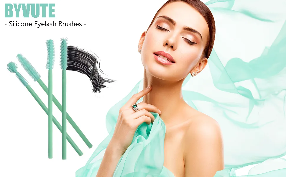 Mascara Brushes  Eyelash Comb Lashes Eyebrow Brush Separator Eyelashes Definer Lash Eye Brow Grooming Cosmetic Tool 4 Silicone Shapes Comb  48 Pcs  Mint Green - Silicone Eyelash Brushes