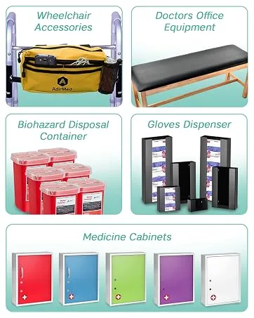 AdirMed Sharps Disposal Container with Flip Open Lid - Biohazard and Syringe Disposal Container - Ideal for Home  Clinic  Office  Barber Use with Flip-Open (1.5 Quart  Round) - AdirMed medical exam tables