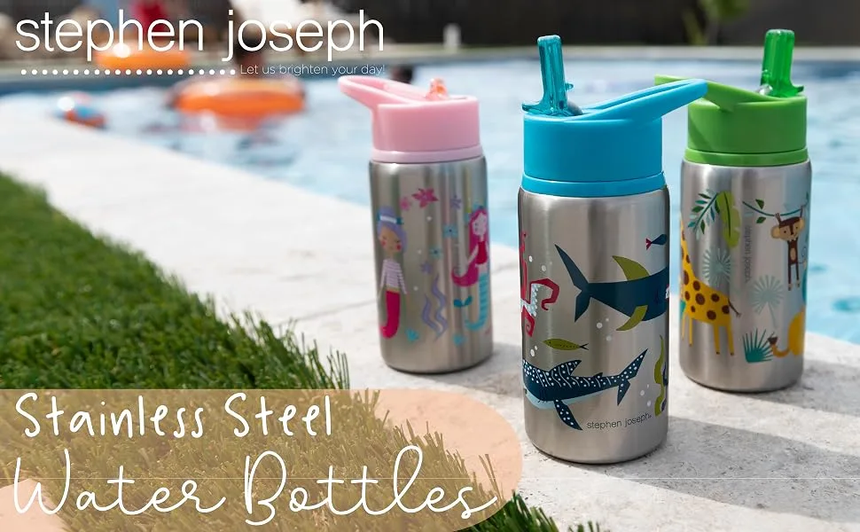 Stephen Joseph Stainless Steel Water Bottle  Leopard - STAINLESS STEEEL WATER BOTTLES