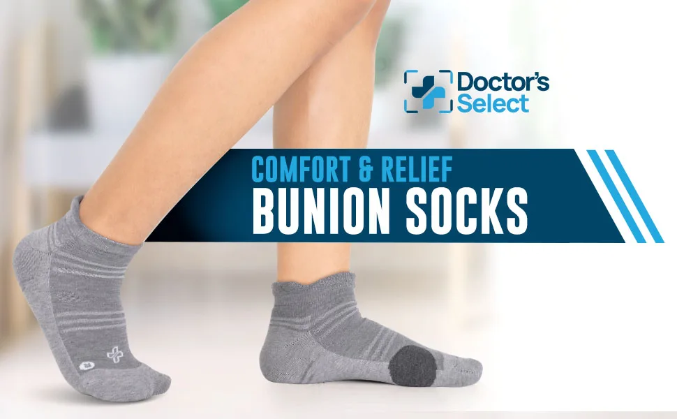 Doctor's Select Bunion Relief Socks 2 Pairs - Bunion Socks for Women and Men | Compression Bunion Corrector Socks for Women Medium Black and Gray - Bunion Socks