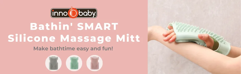 Innobaby Double Sided Silicone Massage Mitt Bath Scrubber Shower Brush & Scalp Massager/Gray One Gray - Massage mitt, mama mitt
