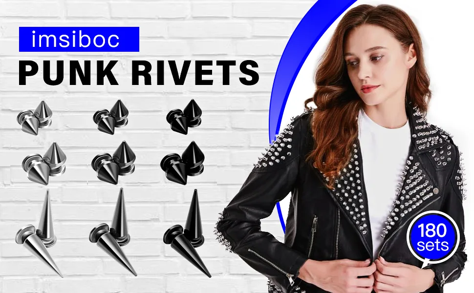 180 Sets of 3 Sizes Cone Spikes Metal Tree Spikes Screwback Studs for DIY Leathercraft Rivets Punk (Silver) - Cone Spikes