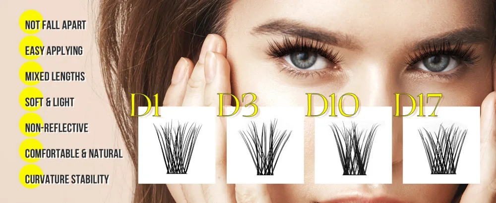 LASHVIEW DIY Lash Extensions 48 Pcs Cluster Lashes for Self-application Individual Lashes at Home  3D Rapid Soft and Lightweight-Style D10 Mix(10/12/14/16mm) - 4 types comfortable soft