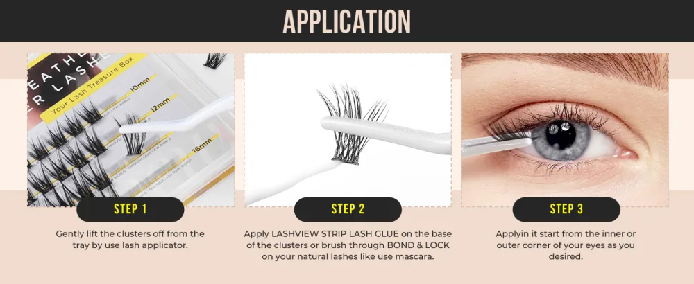 LASHVIEW DIY Lash Extensions 48 Pcs Cluster Lashes for Self-application Individual Lashes at Home  3D Rapid Soft and Lightweight-Style D10 Mix(10/12/14/16mm) - easy to apply
