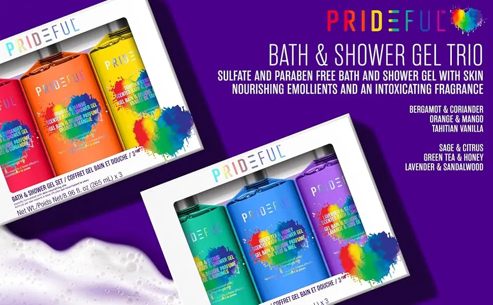 Prideful 3pc Scented Bath & Shower Gel Set (265ml) X 3 (Sage & Citrus  Green Tea & Honey  Lavender & Sandalwood) - 3pc gel