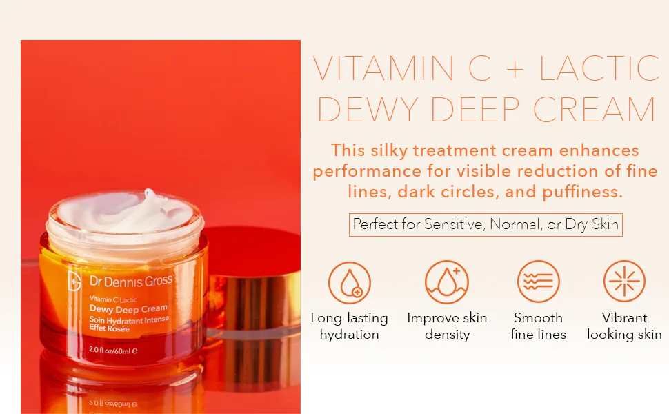 Dr Dennis Gross Vitamin C Lactic Dewy Deep Cream: Ultra-Rich  Replenishing Cream for a Dewy Finish  2 oz - dr dennis gross