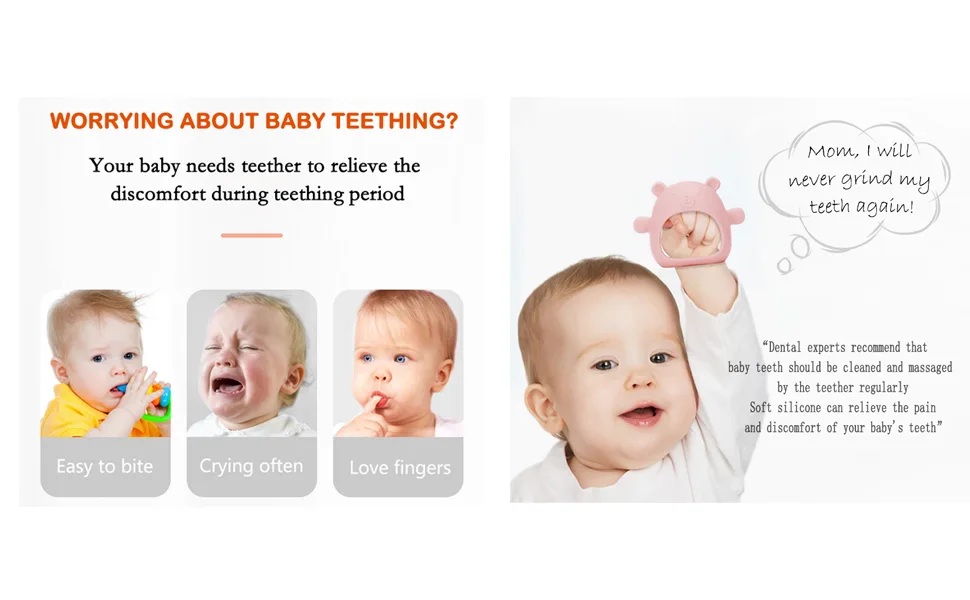 Bear Mitten Baby Teether  Anti-Drop Teething Toy for Babies 3+ Months  Silicone Teether for Baby Teething Relief  Infant Toy for Sucking Needs  BPA Free(Brown) - Bear Mitten Teether