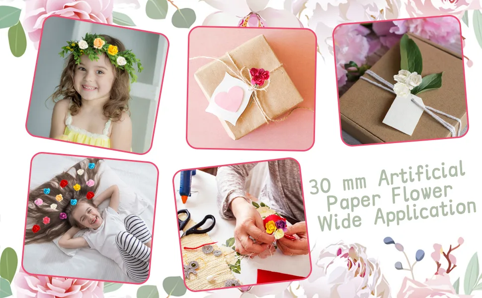 CCINEE 144pcs Mini Paper Flowers  30mm Mulberry Paper 1.2 Artificial Rose Flower with Stem for DIY Crafts Projects Scrapbooking Wedding Decorations (White) - product information 4