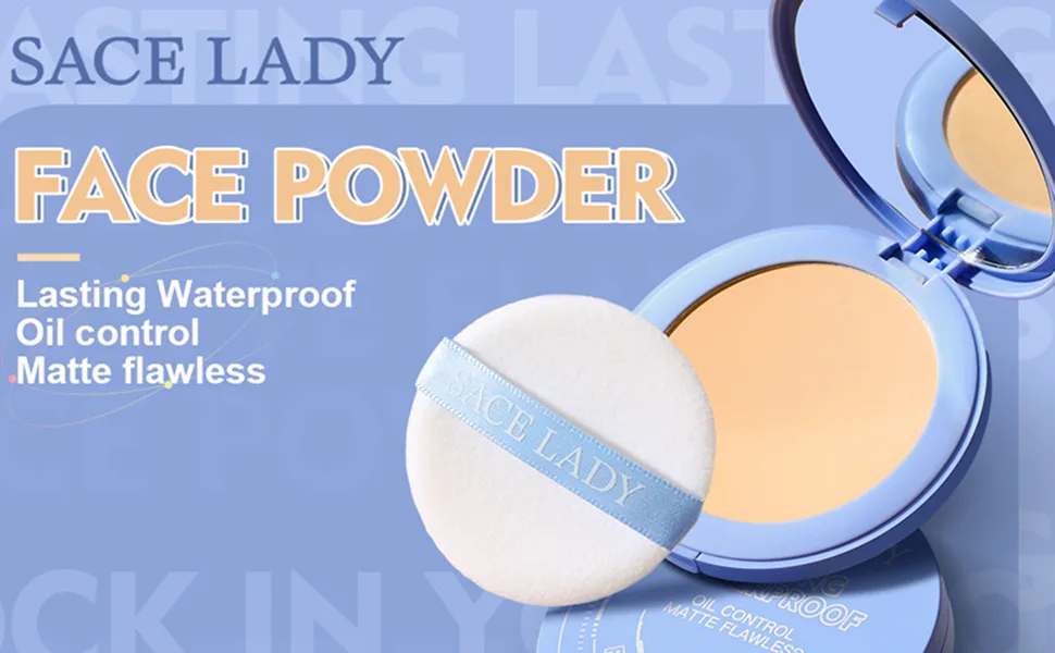SACE LADY 2Pcs Face Make Up Set  Flawless Matte Foundation and Oil Control Pressed Powder  Lasting Coverage Waterproof Natural Cosmetics Kit - face powder sace lady long lasting oil control pressed setting makeup powder waterproof shine free