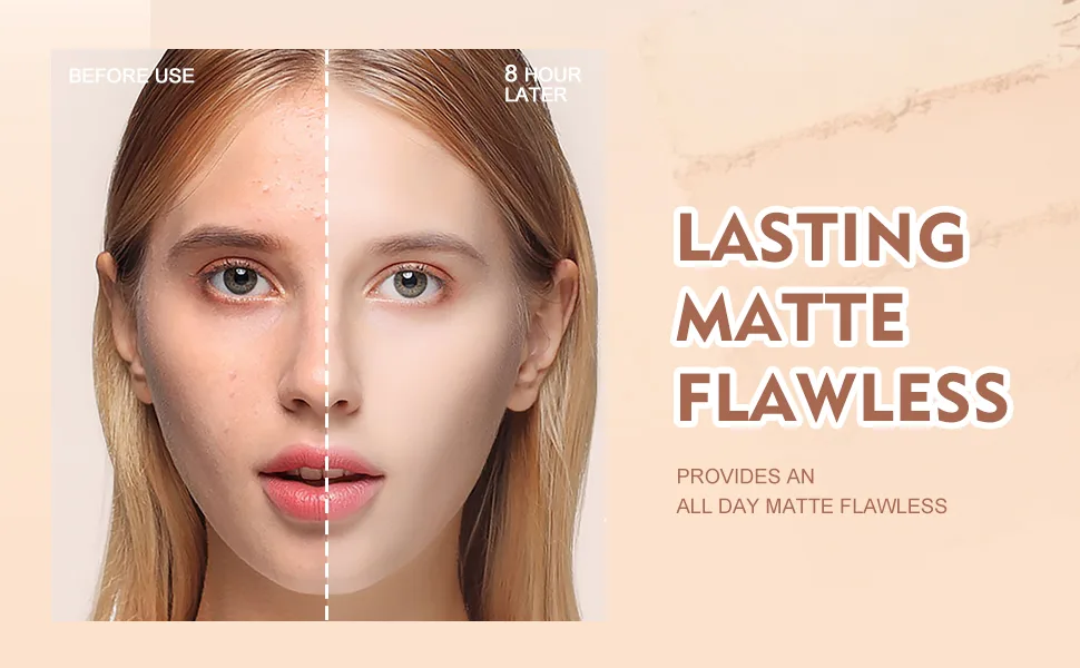 SACE LADY 2Pcs Face Make Up Set  Flawless Matte Foundation and Oil Control Pressed Powder  Lasting Coverage Waterproof Natural Cosmetics Kit - face powder sace lady long lasting oil control pressed setting makeup powder waterproof shine free