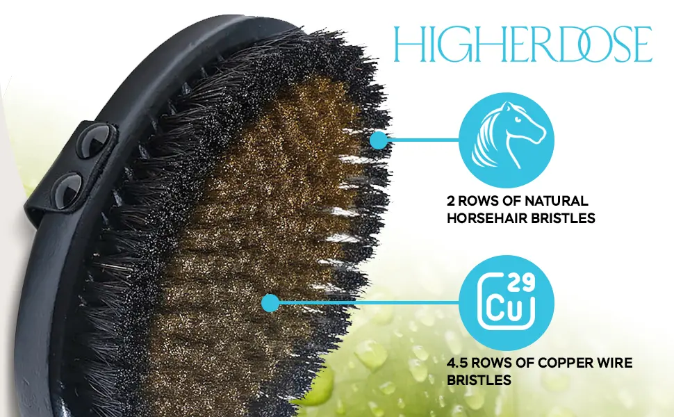 HigherDOSE Copper Body Brush - Dry Brush with Ion Charged Bristles to Wake Up  Exfoliate  and Reduce Stress - product information 1