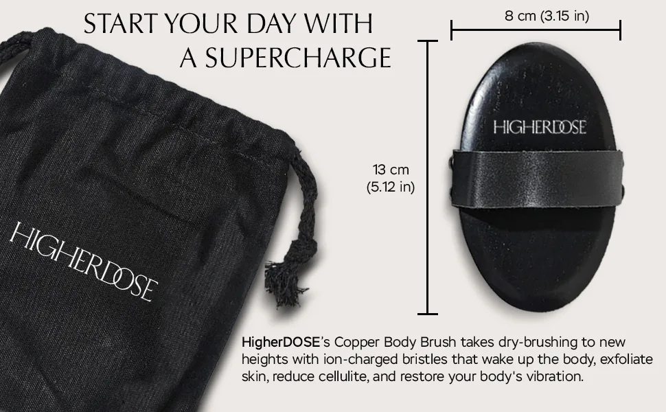 HigherDOSE Copper Body Brush - Dry Brush with Ion Charged Bristles to Wake Up  Exfoliate  and Reduce Stress - product information 3
