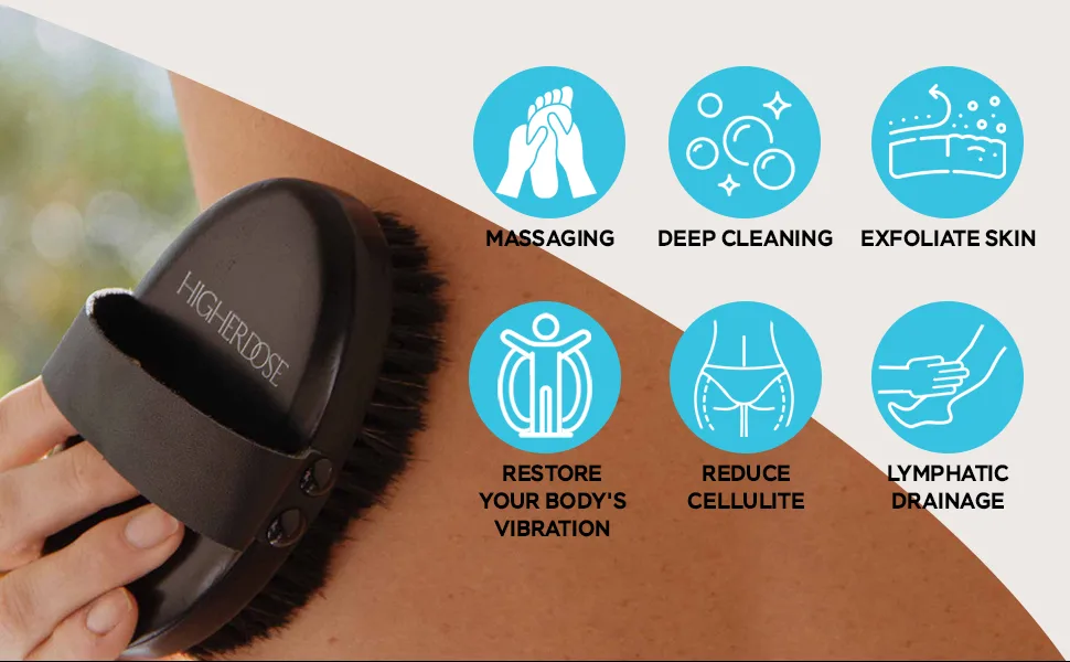 HigherDOSE Copper Body Brush - Dry Brush with Ion Charged Bristles to Wake Up  Exfoliate  and Reduce Stress - product information 6
