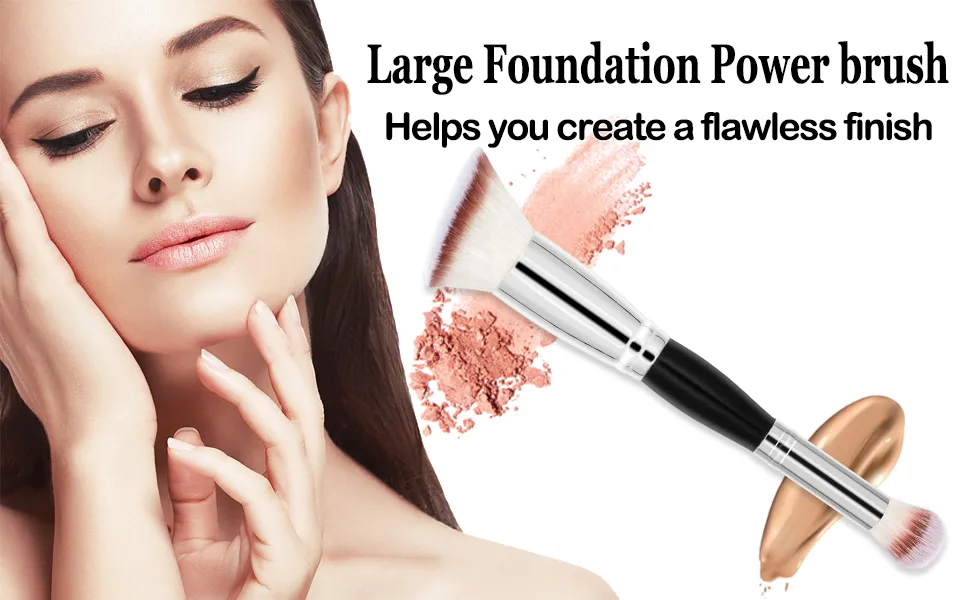 Falliny Makeup Brushes  Double-Ended Angled Foundation Concealer Makeup Brush Flawless Brush for Blending  Blush  Bronzer  Buffing  Flawless Powder Cosmetics Angled Foundation Makeup Brush - brush