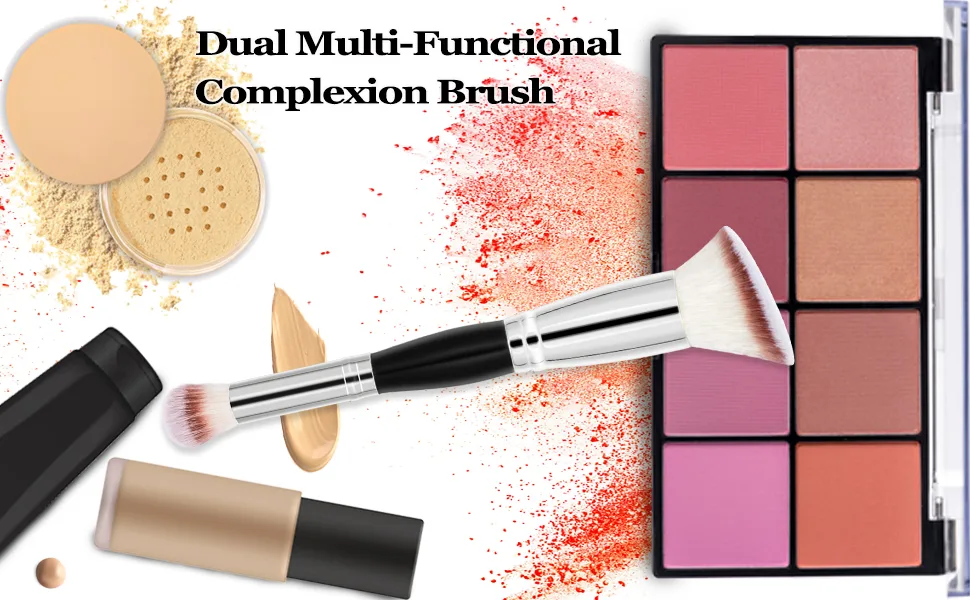 Falliny Makeup Brushes  Double-Ended Angled Foundation Concealer Makeup Brush Flawless Brush for Blending  Blush  Bronzer  Buffing  Flawless Powder Cosmetics Angled Foundation Makeup Brush - brush