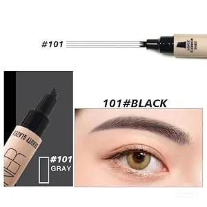 Beauty Glazed Upgrade 2 IN 1 Four Tiny Fork Tip Eyebrow Pen With Eyeliner  Micro-Fork Tip Applicator Eyebrow Pencil Long Lasting  Waterproof and Smudge-proof Eye Brow Makeup (Black) - product information 3