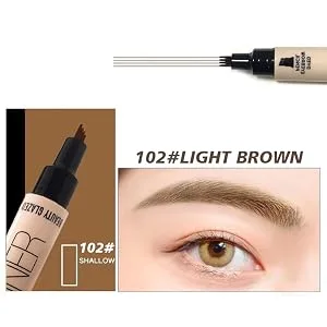 Beauty Glazed Upgrade 2 IN 1 Four Tiny Fork Tip Eyebrow Pen With Eyeliner  Micro-Fork Tip Applicator Eyebrow Pencil Long Lasting  Waterproof and Smudge-proof Eye Brow Makeup (Black) - product information 4