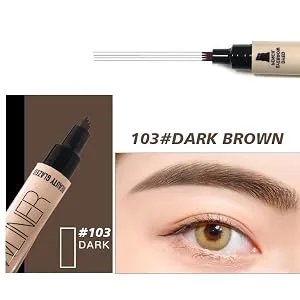 Beauty Glazed Upgrade 2 IN 1 Four Tiny Fork Tip Eyebrow Pen With Eyeliner  Micro-Fork Tip Applicator Eyebrow Pencil Long Lasting  Waterproof and Smudge-proof Eye Brow Makeup (Black) - product information 5