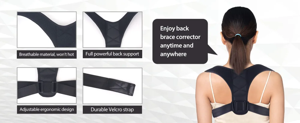 NEWGO Posture Corrector Upper Back Brace for Men Women  Fully Adjustable Back Straightener for Mid  Upper Spine Support for Neck  Shoulder and Back - 70 X 14.2 - back brace