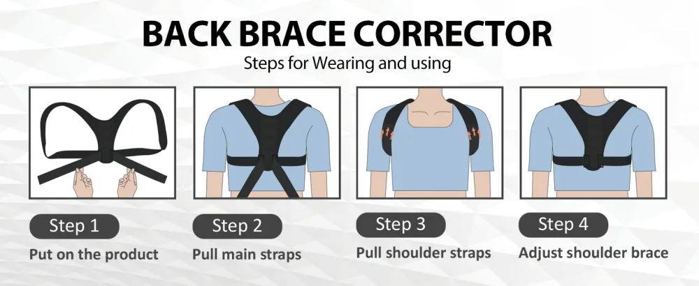 NEWGO Posture Corrector Upper Back Brace for Men Women  Fully Adjustable Back Straightener for Mid  Upper Spine Support for Neck  Shoulder and Back - 70 X 14.2 - back brace