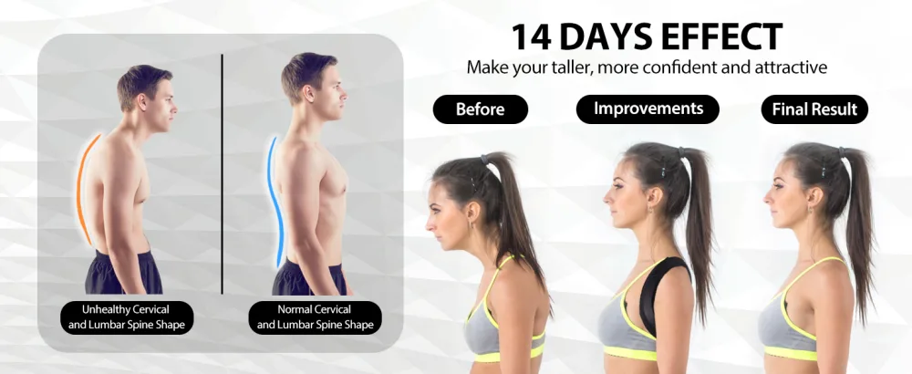 NEWGO Posture Corrector Upper Back Brace for Men Women  Fully Adjustable Back Straightener for Mid  Upper Spine Support for Neck  Shoulder and Back - 70 X 14.2 - back corrector