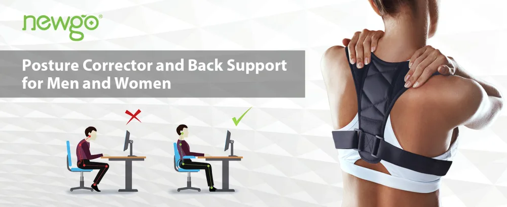 NEWGO Posture Corrector Upper Back Brace for Men Women  Fully Adjustable Back Straightener for Mid  Upper Spine Support for Neck  Shoulder and Back - 70 X 14.2 - posture corrector