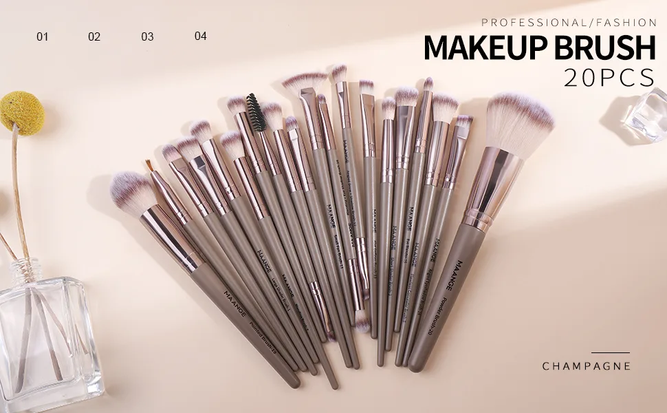 Makeup Brushes 20 Pcs Makeup Brush Set  MAANGE Premium Synthetic Powder Concealers Eye Shadows Eyeliner Make Up Brushes (Champagne) - makeup brushes makeup brush set