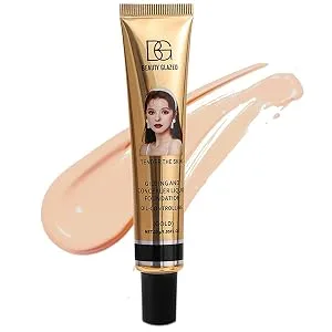 Beauty Glazed Foundation New Formula Full Coverage Flawless Makeup Base Cream Concealer Matte Waterproof Long Lasting Oil Free Smooth Liquid Foundation 30g (101 Porcelain) - product information 5