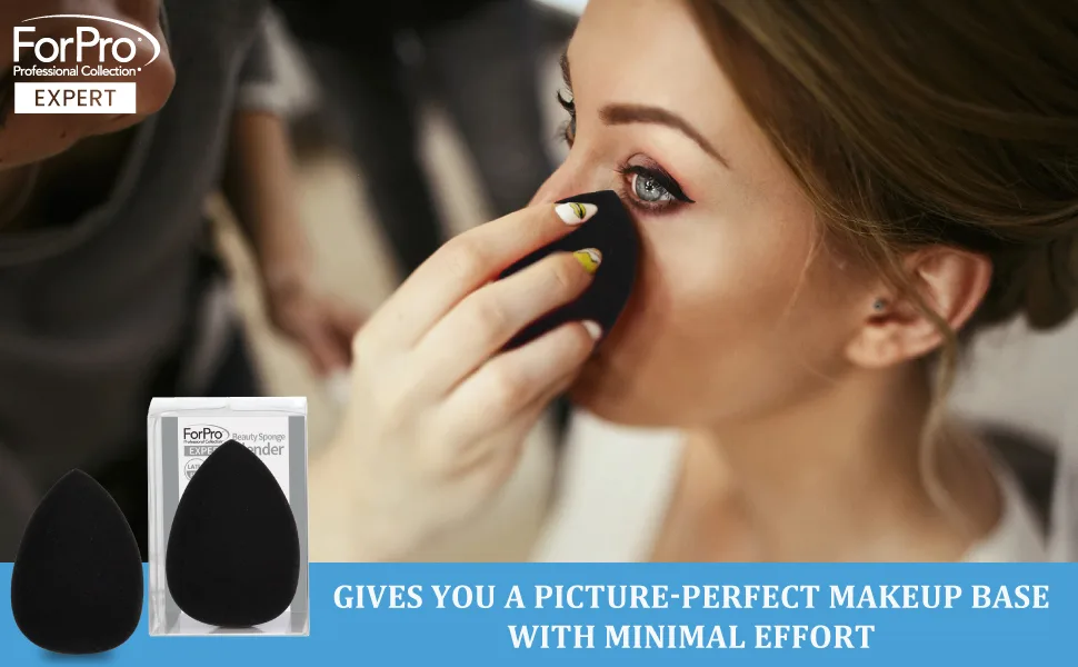 ForPro Expert Beauty Sponge Blender  Premium Makeup Sponge  Latex-Free  100% Vegan & Cruelty-Free  Black - ForPro Expert Beauty Sponge Blender